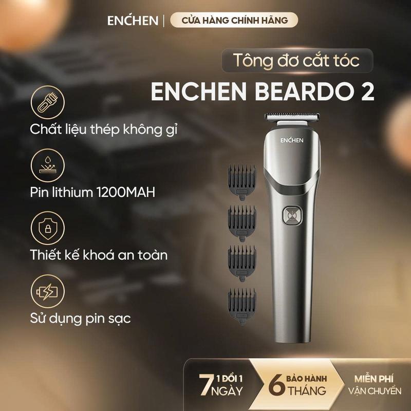 Tông đơ cắt tóc Enchen Beardo 2 động cơ mạnh mẽ 8000 vòng, lưỡi thép không gỉ, tặng 4 cử lược tạo kiểu tóc - BH 6 tháng