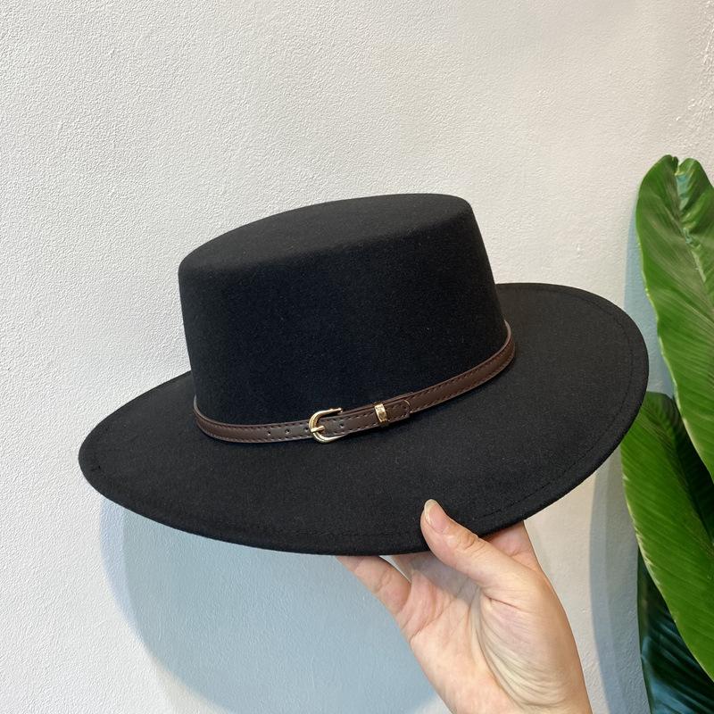 Mũ Fedoras, Trang Trí Khóa Thắt Lưng, Dành Cho Nữ, Mũ Nỉ Vành Có Nắp, Mũ Jazz Cổ Điển Thích Hợp Cho Mùa Đông Và Mùa Thu, Mũ Ấm 4
