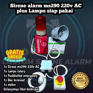 Sirene Alarm emergency/peresmian multyfungsi 220V AC ms290+Lampu+Tombol siap pakai
