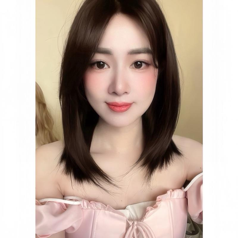 C114 Tóc bộ nguyên đầu cúp ngắn hai mái bay phom dáng trẻ trung chất tơ mềm mại mua kèm lược và lưới trùm tóc giả