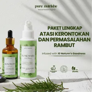 (Paket Lengkap) Rosemary Hair Oil + Hair Tonic Pure Nutrishe - Rosemary Hair Growth Oil - Minyak Penumbuh Rambut Melebatkan
