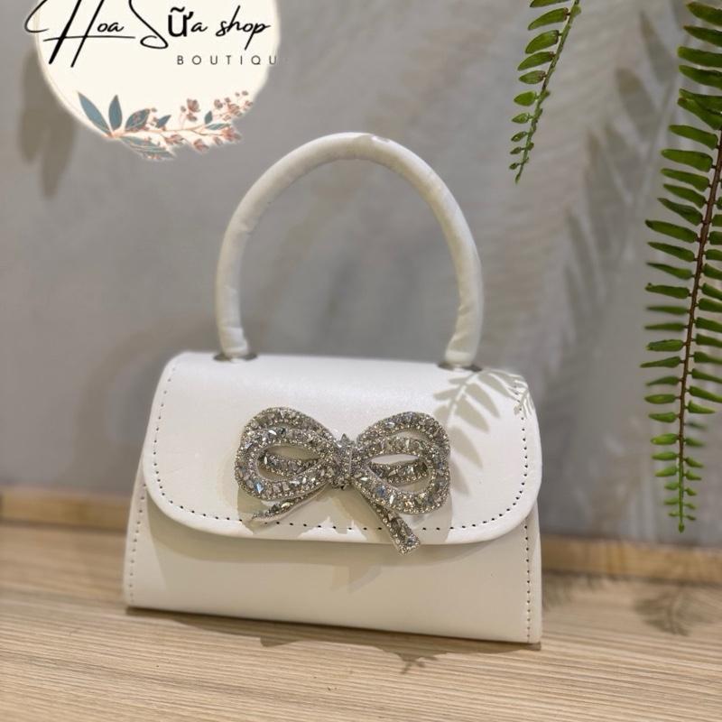 Deal Mở Bán Túi Xách Nữ Cầm Tay Đeo Chéo Mác Nơ Kim Tuyến Sang Chảnh AN298 Hoa Sữa Shop