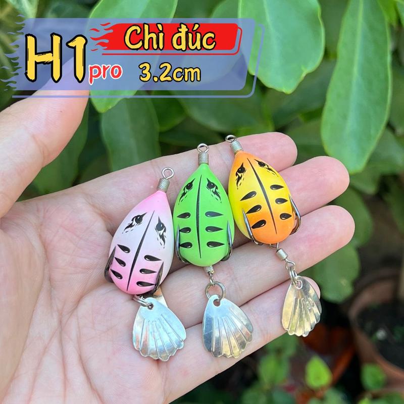 Nhái hơi H1 Pro chì đúc dài 3,2cm mua 2 tặng 1 body trọng lượng nổi 6g - 8g . mồi giả đi câu lure cá lóc