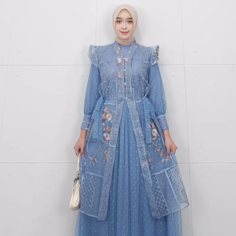 AIZA DRESS GAMIS WANITA MUSLIM KONDANGAN MEWAH TILE BORDIR BY QEEANA 3