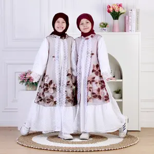 Dungdungkids Gamis Anak Jannah Outer Lepas Tile Bordir Bunga Mix Tile Wajik Free Jilbab 3 - 14 Tahun