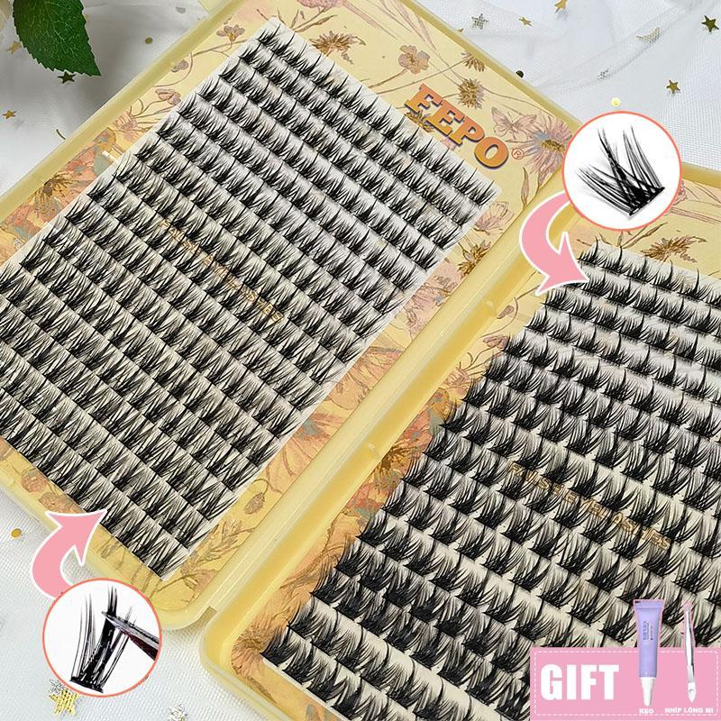 Hộp Lông Mi Giả 448 Độ Tự Nhiên 10-13mm Có Thể Tái Sử Dụng Món quà miễn phí Món quà miễn phí Keo dán lông mi + nhíp