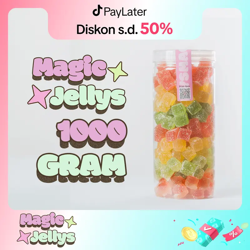 Magic Jellys - Permen Jelly Gummy 1kg Halal Cemilan Asem Manis Jeli Toples Yupi Mix Kiloan Candy Food Snack Makanan Jajanan Jeli 0