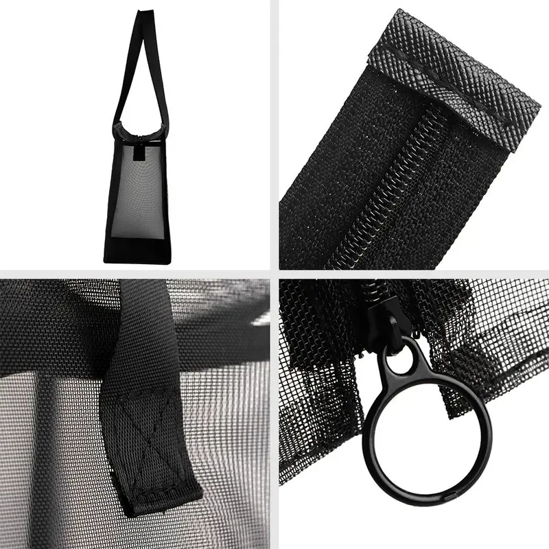 Túi Tote Đi Biển, Trong Suốt, Thời Trang, Làm Bằng Lưới Nylon, Thiết Kế Hoa Và Hoạt Hình, Túi Đựng Mỹ Phẩm Có Khóa Kéo, Túi Trong Suốt, Dành Cho Nữ 3