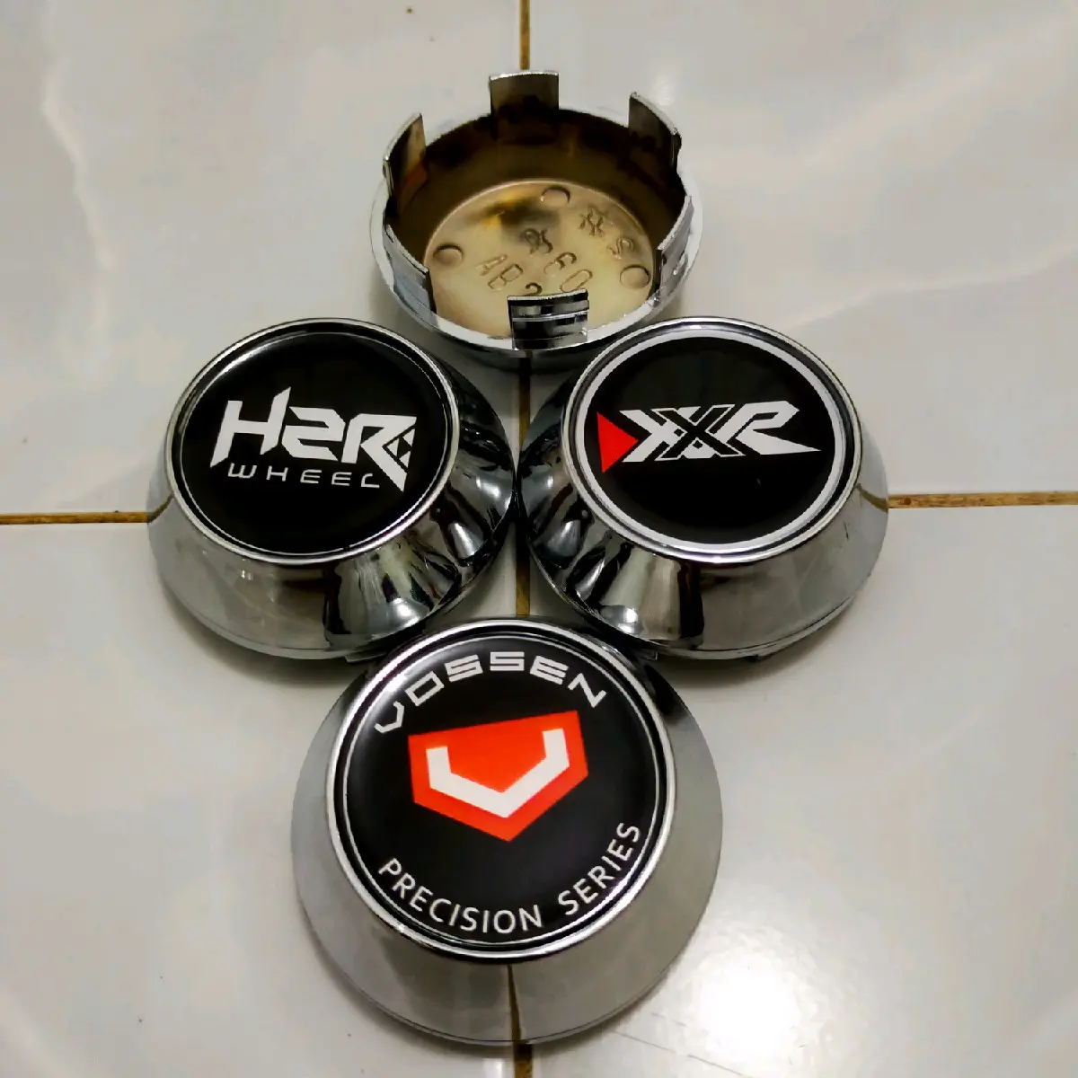 dop roda tutup velg racing motif VOSSEN / HSR / XXR kerucut chrome diameter 6,5 cm Car