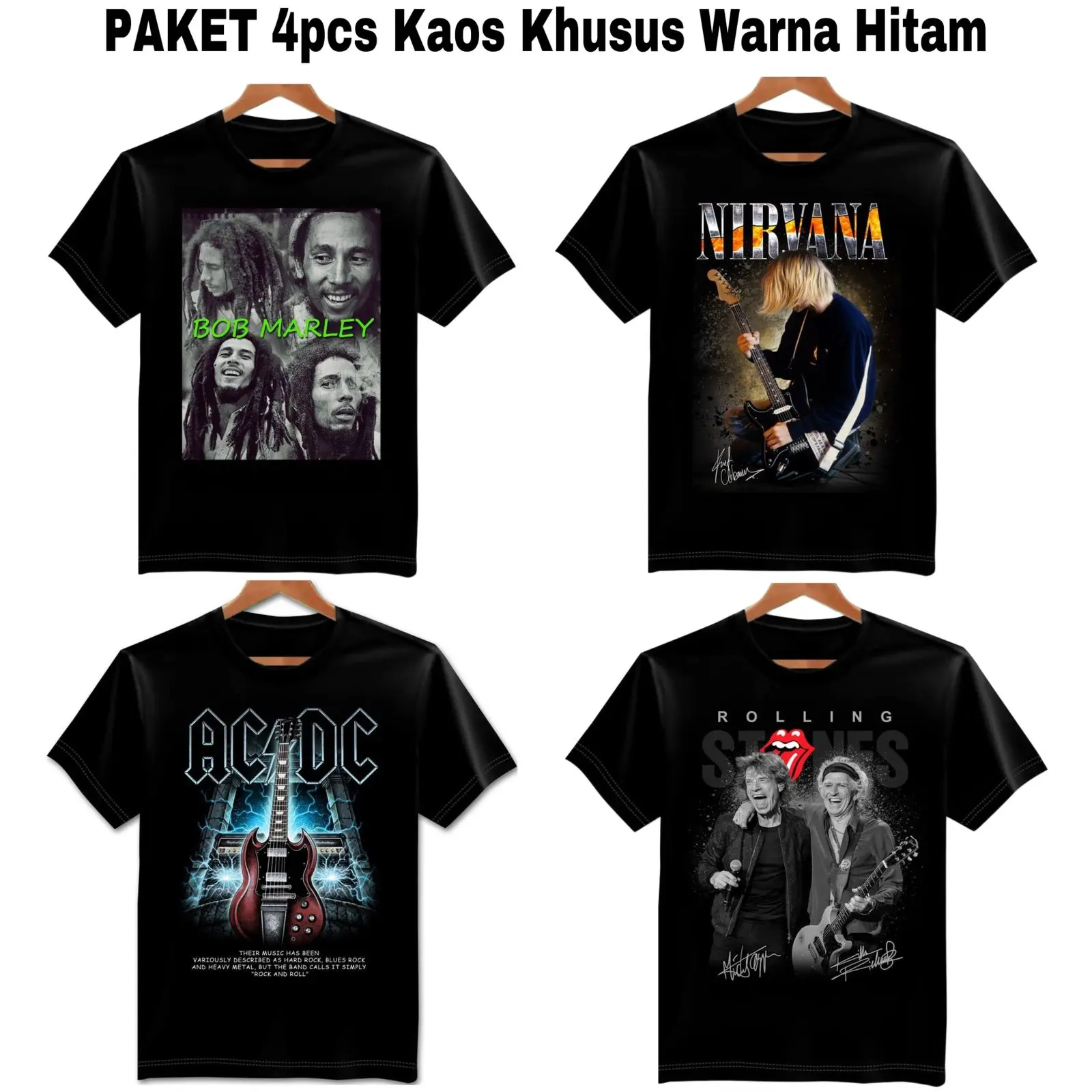 4 PCS KAOS DISTRO BAND & NON BAND PAKET MURAH SEMI KATUN