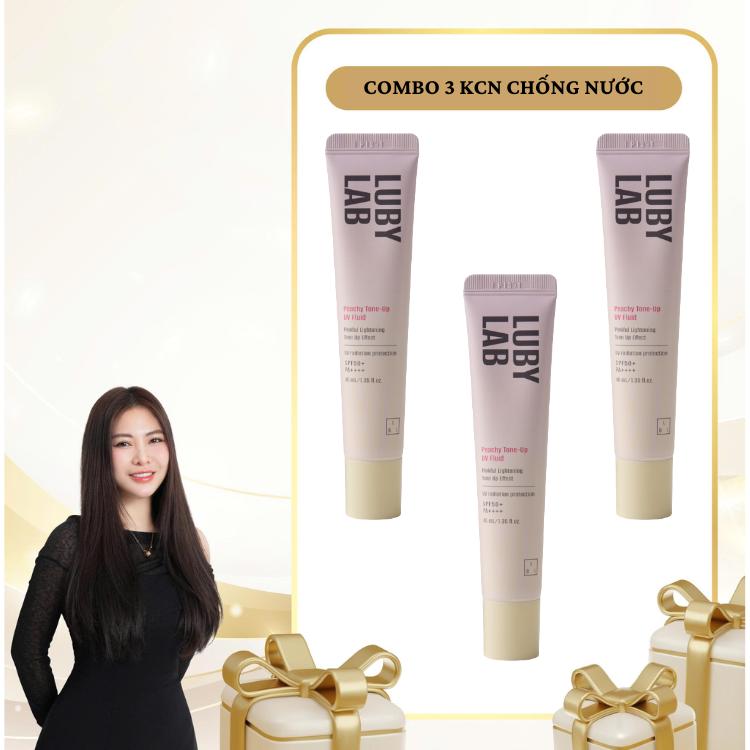 SN1861 - Combo 3 Kem Chống Nắng Lubylab Chống Nước Kiềm Dầu Peachy Tone Up UV Fluid SPF50+PA++++ 40ML