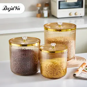 Dejavu Set Toples Ramadhan 3 Pcs Elegan Tutup Emas | Wadah Makanan Kering untuk Kurma, Kue Lebaran & Snack HSB906