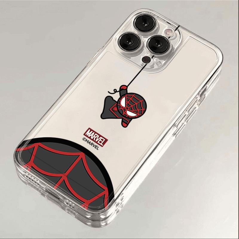 Q phiên bản Spider-Man ngoại hình đẹp, in rõ ràng, chống rơi và chống ma sát, phù hợp với iPhone 17, 16, 15, 14, 13, 12, 11 Plus Pro Max Air 16 vỏ điện thoại di động mới sơn vỏ mềm màu sắc phô trương hệ thống lỗ mịn không gian