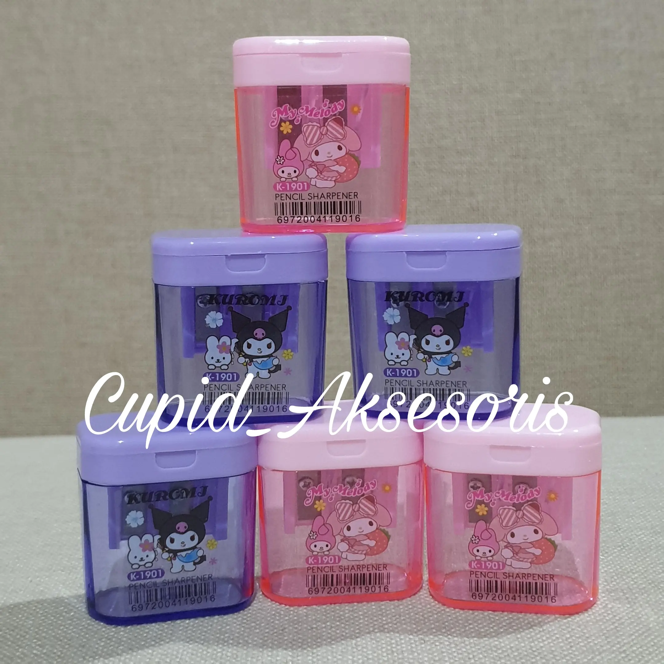 RAUTAN 2 LUBANG / SERUTAN PENSIL / PENCIL SHARPENER BENTUK KOTAK KUROMI DAN MY MELODY