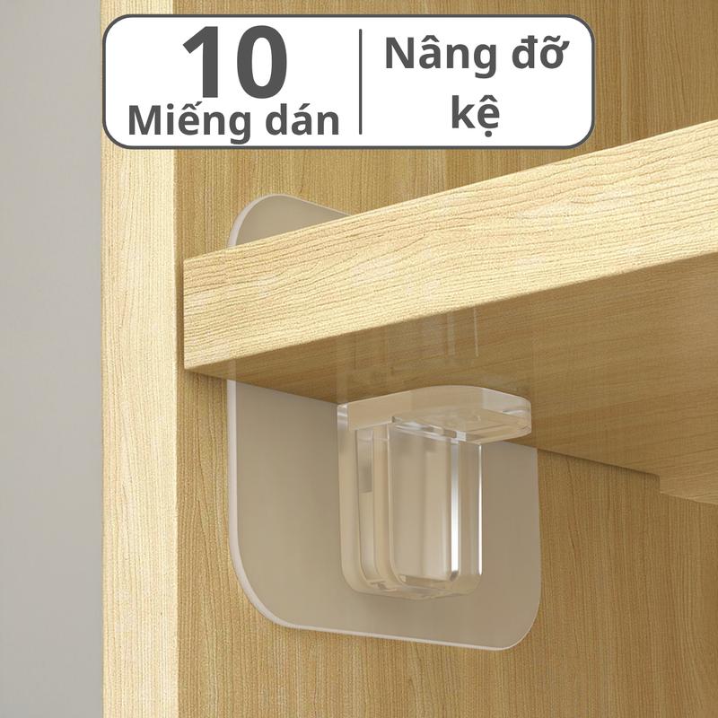 Combo 10 20 miếng dán chốt đỡ kệ Living C đỡ kệ gỗ kệ tủ góc tường không cần đóng đinh tiện dụng