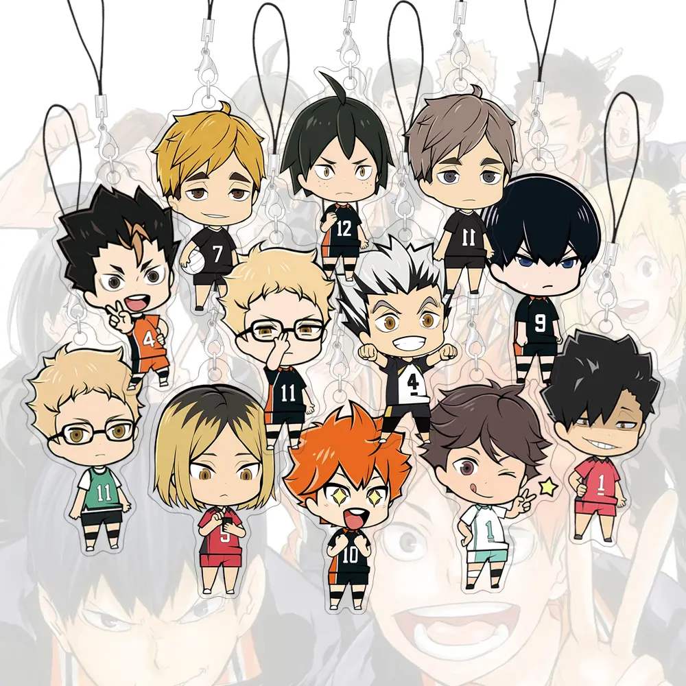 Acrylic Phone Straps Haikyu Cartoon Character Anime Cute Bags Decorative Schoolbag Small Pendant 55mm Lanyards Phone Accessories