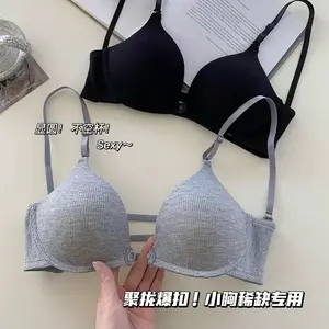 PRODUK TERBARU! MOYISU Japanese Front Closure Bra Solid Color Sexy Push Up Small Bust No Wire Comfort Bralette Top Teens Breathable Daily Wear
