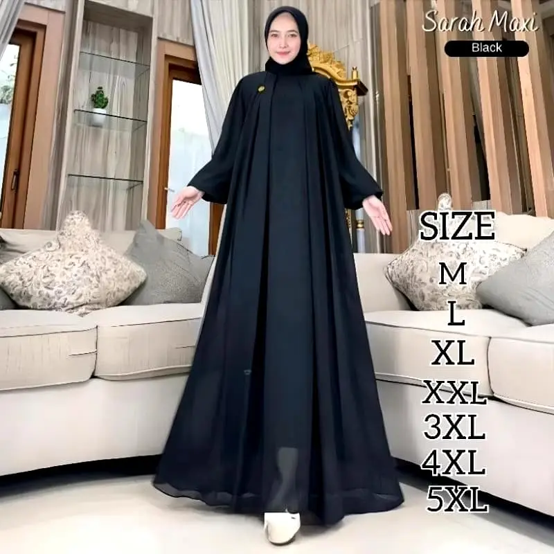 Sarah Maxi/Gamis Jumbo /Ukuran M L XL XXL/Gamis Cerutty Babydoll/Gamis Kekinian/Gamis Mutiara/Dress Kondangan/Dress Muslim Wanita Dewasa