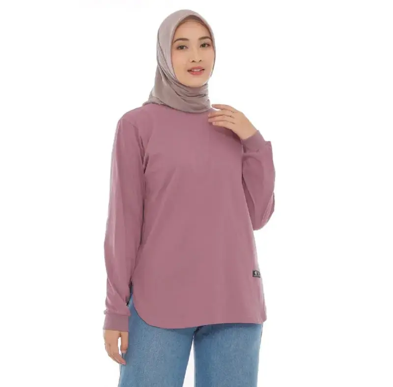 Promo Paket Hemat 100ribuan Dapat 4pcs Kaos Atasan Wanita Lengan Panjang Model Bawahan Oval Bahan Bebyterry Premium Nyaman Polos 1