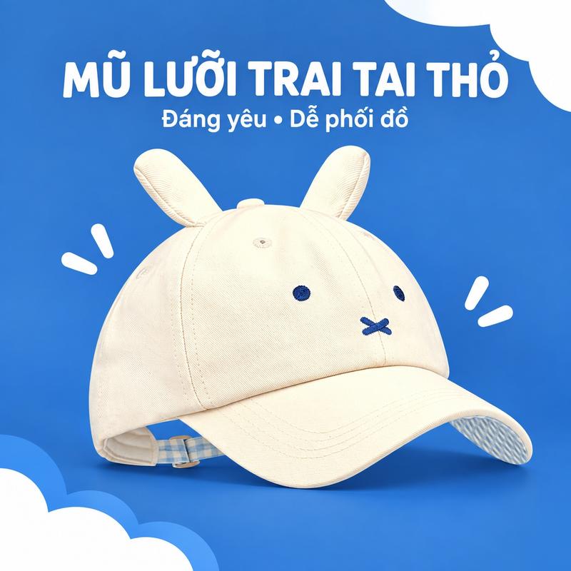 [COD] Mũ lưỡi trai Miffy hình thỏ dễ thương dành cho nữ, mùa xuân, mùa hè, mùa thu, chống nắng, kẻ caro, phong cách thường ngày, đa năng, mũ làm việc giúp thon gọn khuôn mặt