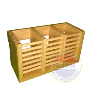Tempat Peralatan Makan Kayu Sendok, Pisau dan Garpu Kitchenware