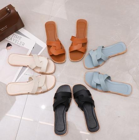 Giày Nữ, Thời Trang Hàn Quốc, Dép Đế Bằng, Bán Chạy Nhất, Mới Cho Năm 2024 DéP Shoes Sandal Nhung