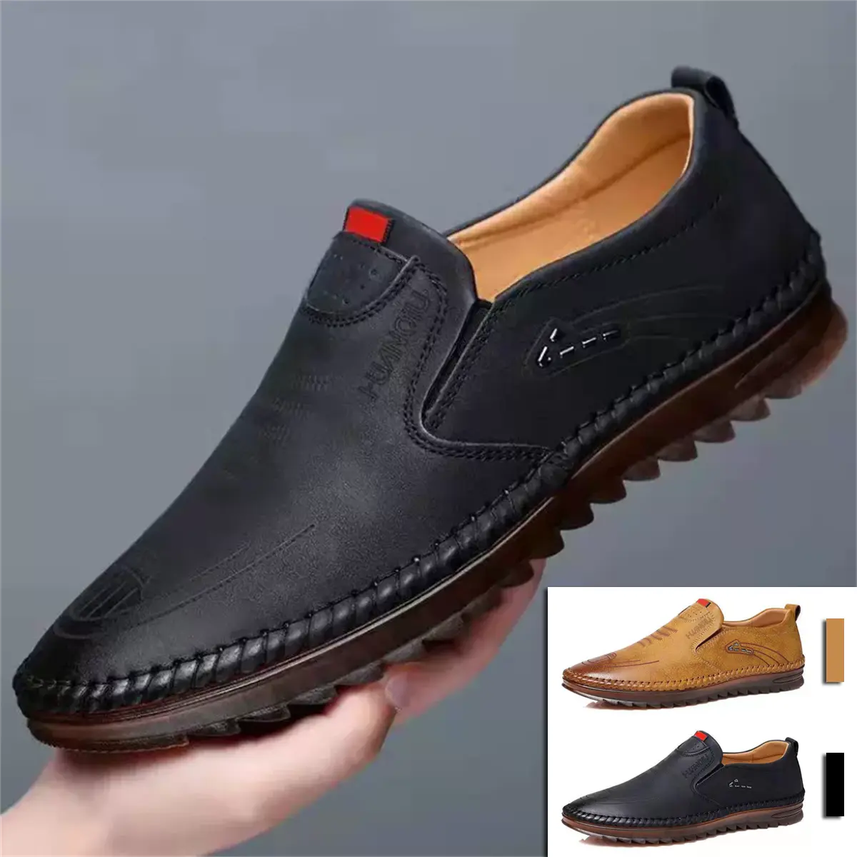 Kasut Kulit Lelaki, Mocasin-gommino Perniagaan Kasual, Ringan dan Bernafas, Tapak Lembut, Saiz 39-44, Bahan Bernafas, Lembut