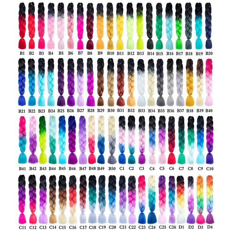 Colored Braiding Hair 24.5 Inch Colorful Braiding Hair for Braids Synthetic Colored Hair Extensions 2