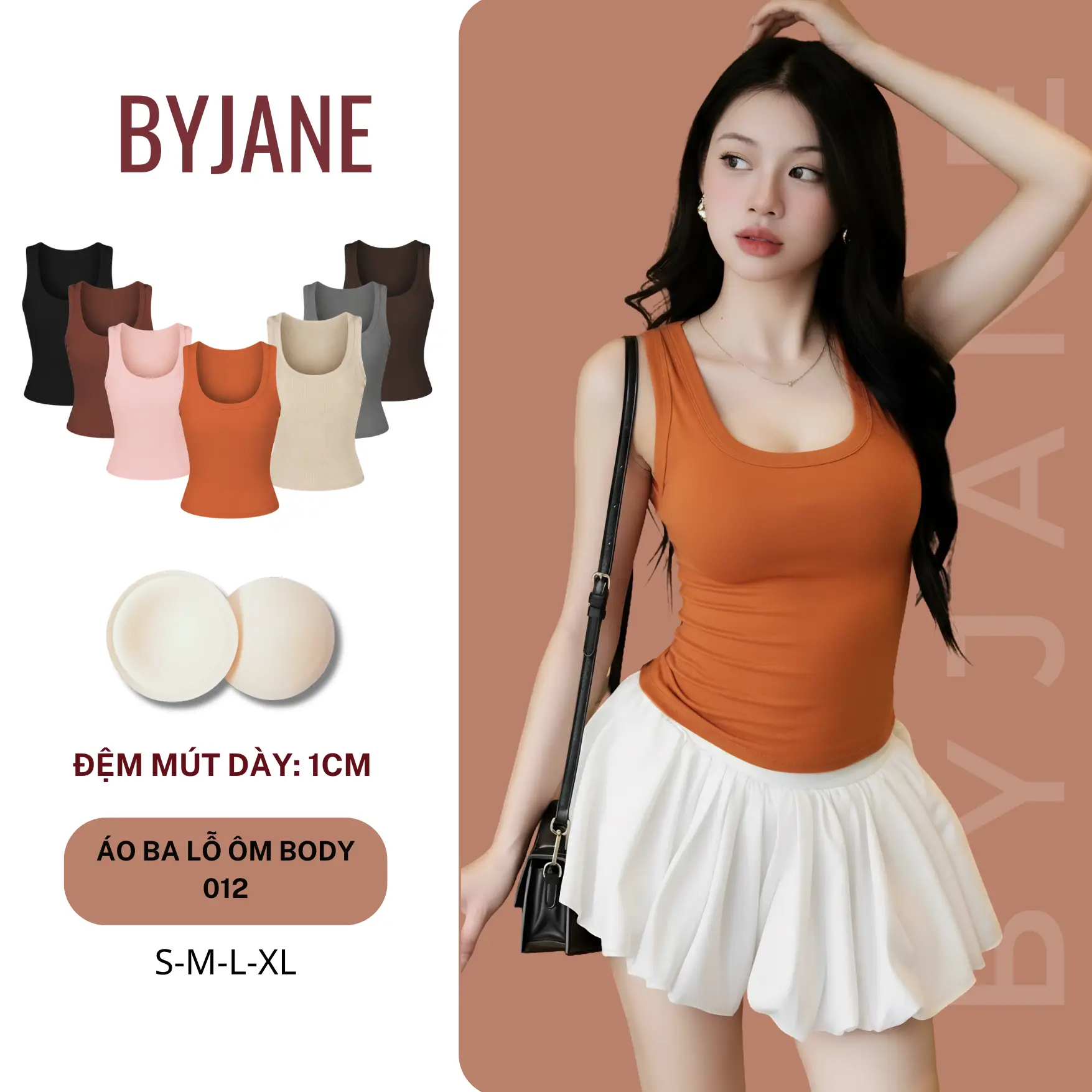 [KÈM MÚT/KO MÚT] Áo ba lỗ nữ cotton mát BYJANE áo 2 dây bản to, áo tanktop phù hợp đi tập-012