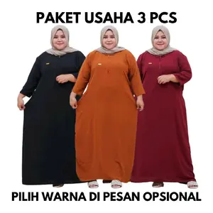 PAKET PROMO/USAHA 3 pcs  GAMIS KRINGKEL harian  Ibu JUMBO BUSUI dengan variasi LENGAN 7/8 dan LENGAN PANJANG Menyusui Wanita Dewasa Bumil Nyaman