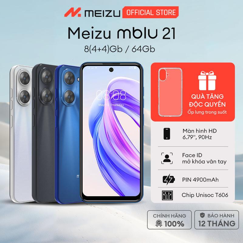 Điện thoại Meizu Mblu 21 | 8 4+4 GB 64GB | Unisoc T606 | Màn hình HD+ 6.79" | Pin 4900mAh | Loa Kép Phone