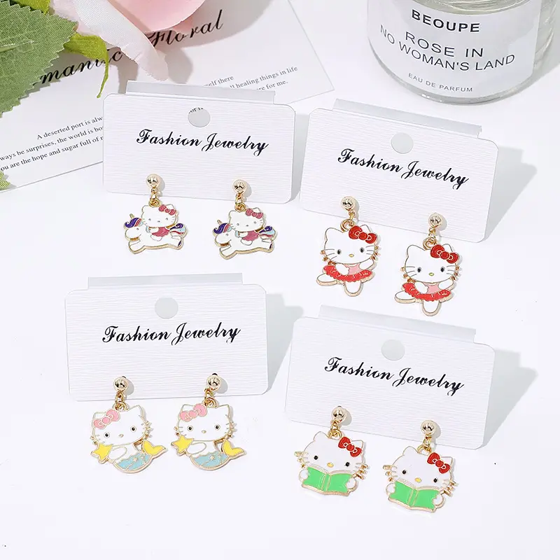 Korean Fashion 925 Silver Needle Cartoon Cat Drop Earrings for Women
