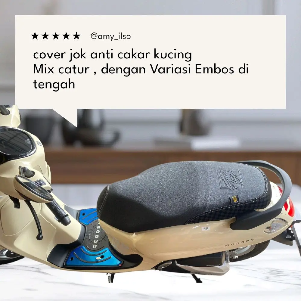 Cover Jok Motor Amplas Mix Catur Anti Cakar Kucing dengan Variasi Embos di Tengah untuk Perlindungan Optimal