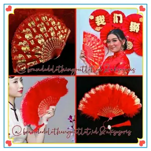 KIPAS WEDDING SHUANG XI / KIPAS MERAH PENGANTIN / KIPAS SANG JIT IMPORT / KIPAS BULU MERAH MARRIED / KIPAS LIPAT MERAH / KSH982310