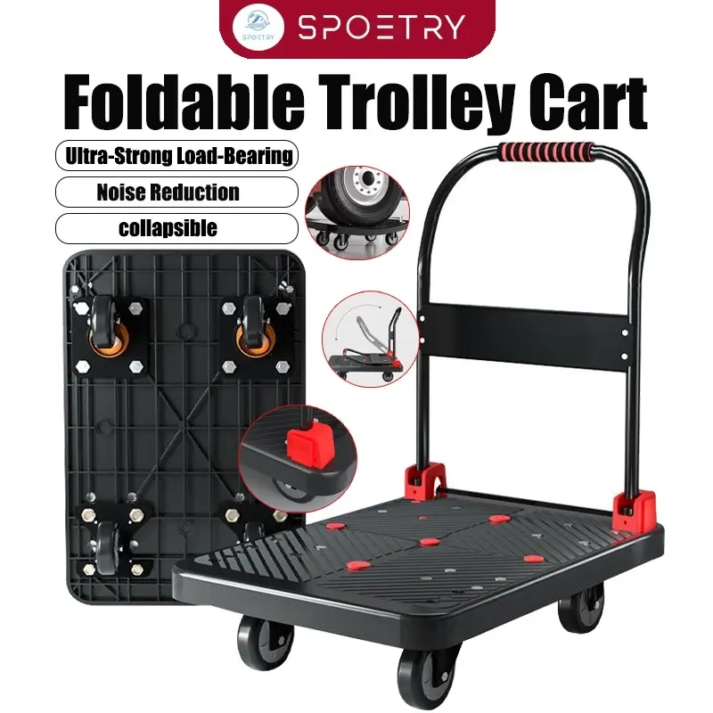 Foldable Trolley Cart With Wheels Portable Shopping Trolley Cart Grocery Trolley Heavy Duty Universal Use 100KG / 50KG