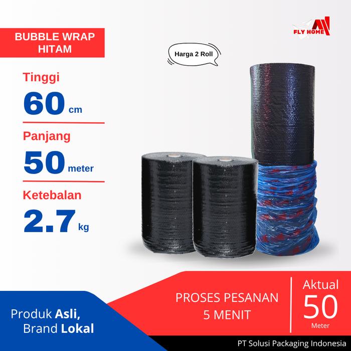 Gambar FLYHOME Bubble wrap potongan hitam 60cm 2 roll besar 2,4kg 60x50meter - Hitam dari Flyhome Brand Lokal Kota Depok Tokopedia