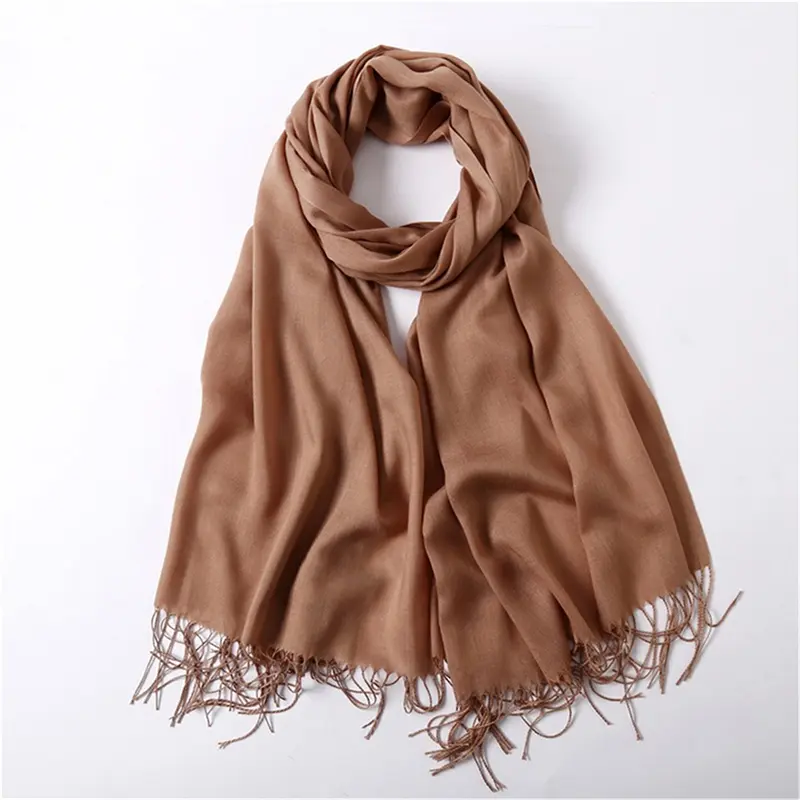 Khăn Quàng Cổ Cashmere Màu Trơn Có Tua Rua Cho Nữ, Khăn Quàng Cổ Dài Và Mỏng Cho Nữ, Khăn Choàng Nữ (Phong Cách Mỏng), Xuân Thu, Plain 6