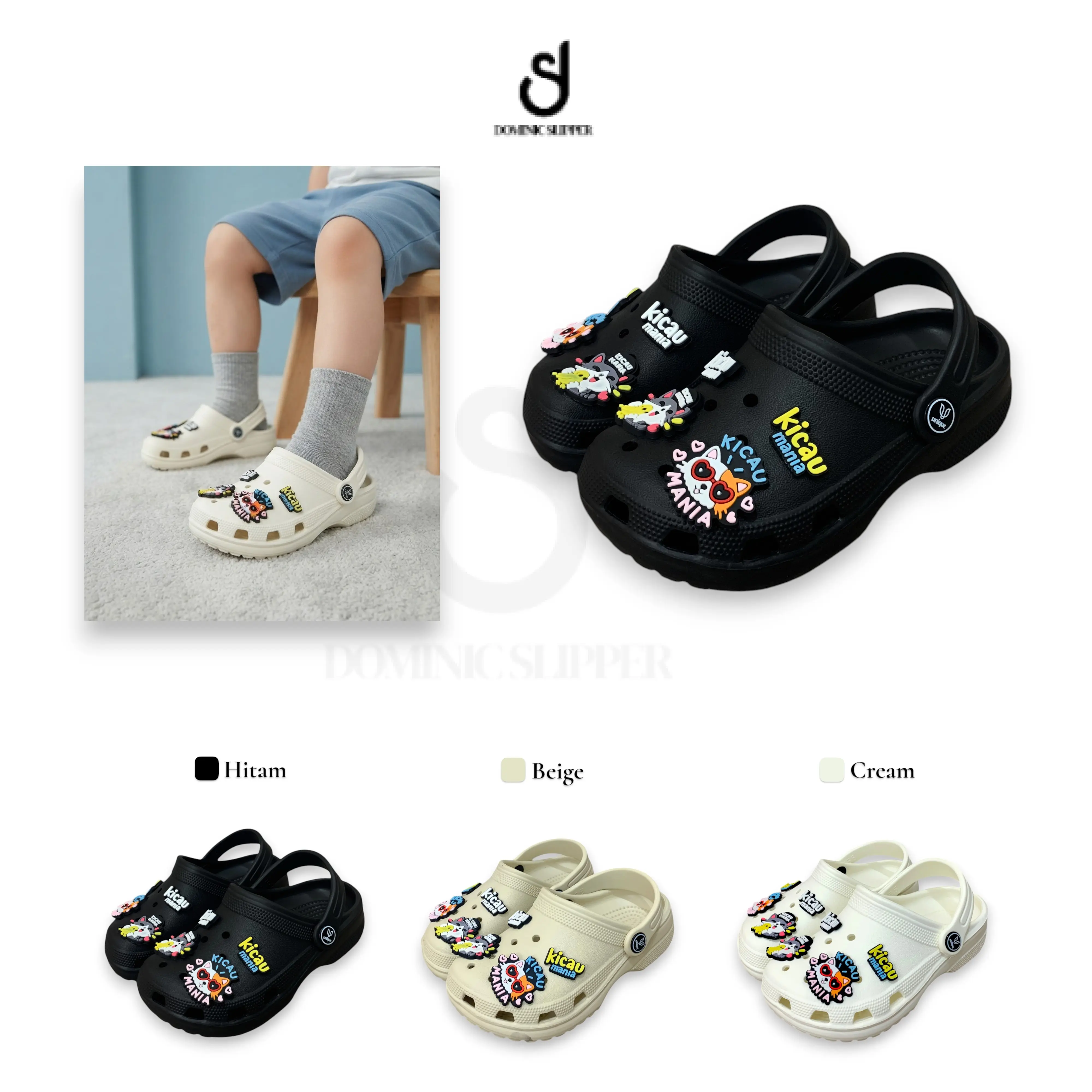 DOMINIC Sandal Baim Anak Cowok Laki-Laki Jibbitz Karakter Kicau Mania Sendal Casual Viral Karet EVA Size 20-35