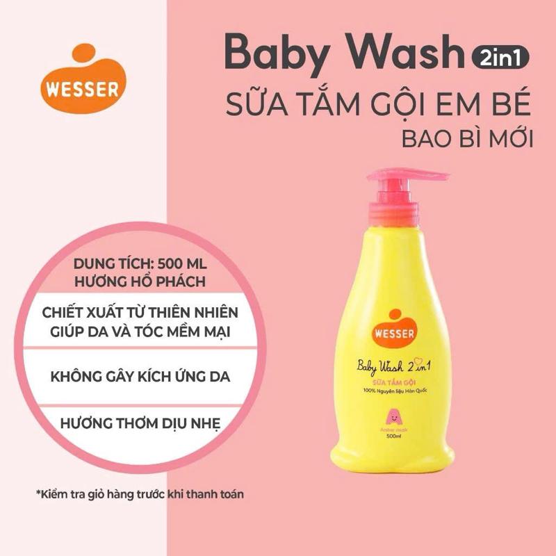 ￼Sữa tắm gội Wesser 2 in 1 500ml (cam-xanh lá-hồng).. 4