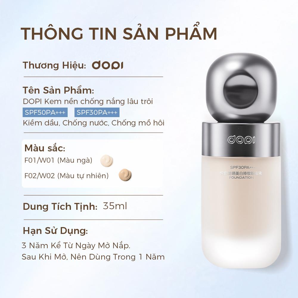 Hình ảnh Lâu Trôi Makeup Chống Nắng「Chai Lùn Bạc」Kem Nền DOPI SPF30 PA+++ Chống Mồ Hôi, Che Phủ Nhẹ Nhàng, Kiềm Dầu, Giữ nền Không Phai 35ml 11