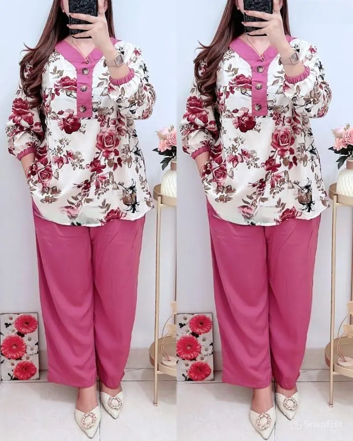 MIBY Stelan Flower Rose 127231 - setelan wanita - setelan bunga - stelan panjang