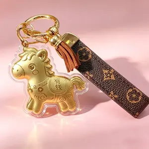 Gantungan Kunci Kuda Emas Pembawa Rezeki /Hoki Tahun Baru / Anti Karat Awet / Souvenir Elegan