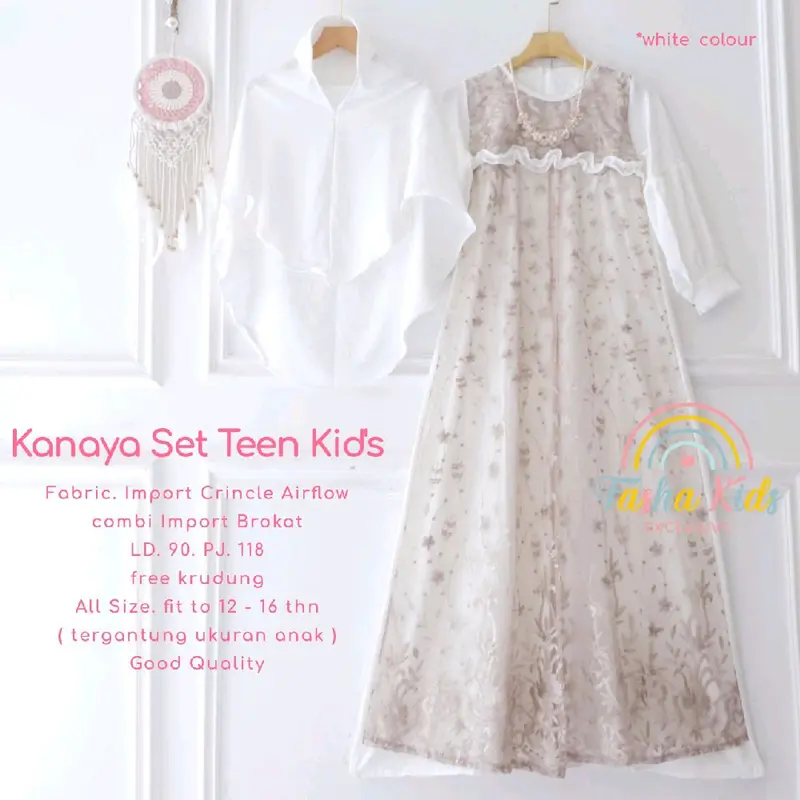 Kanaya Set Teen Kids Dress Anak Remaja Crincle Premium Free Hijab | Dress Anak Remaja Mewah Anggun Kondangan Lebaran Muslim Gamis Crinkle 1