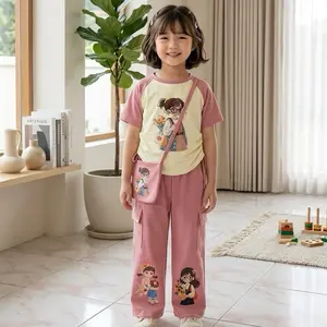 Setelan Anak Perempuan Viral Digital Printing Motif Bordir Terbaru FreeTas Usia 2-10Tahun Baju Anak Cantik