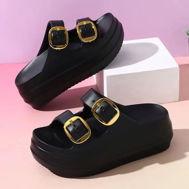 Esdief Sandal Wanita Wedges Sandal Selop EVA Jelly Karet Kekinian Empuk Ringan Anti Slip sandal  wedges korean style 2