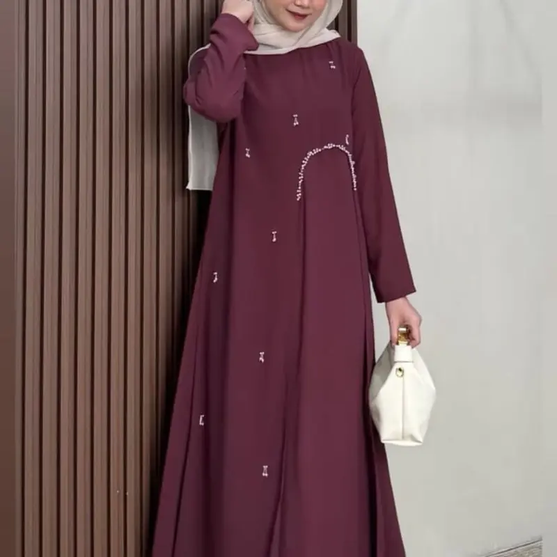 ￼Gamis Ceruty Babydoll Premium Karia Dress Terbaru 2025 Gamis Kondangan Wanita Kekinian Gaun Kekinian