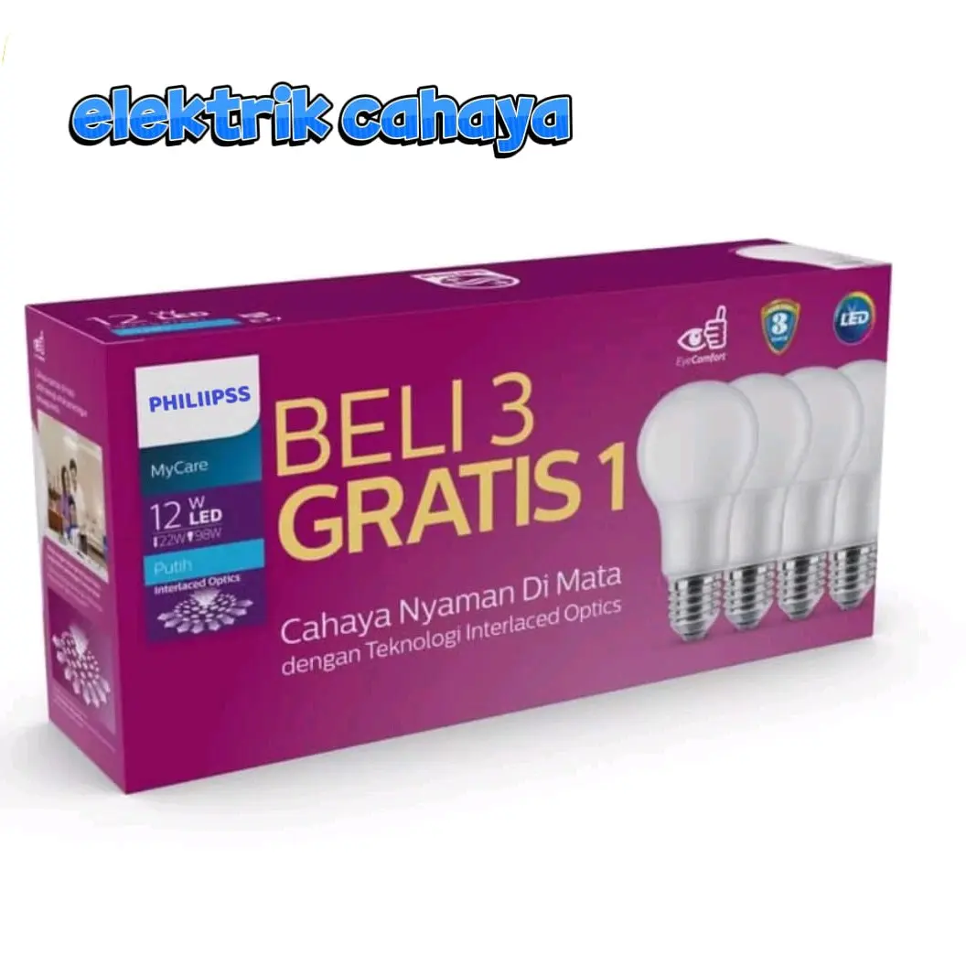 PROMO LAMPU LED PHILIIPSS 12 WATT ISI 4 ISI 4PCS MyCare 12w beli 3 Gratis 1