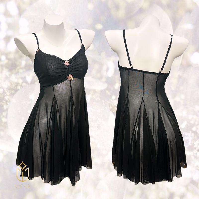 LINGERIE ELIZABETH DRESS CANTIK WARNA SOFT PINK / PINK MUDA DAN HITAM 1