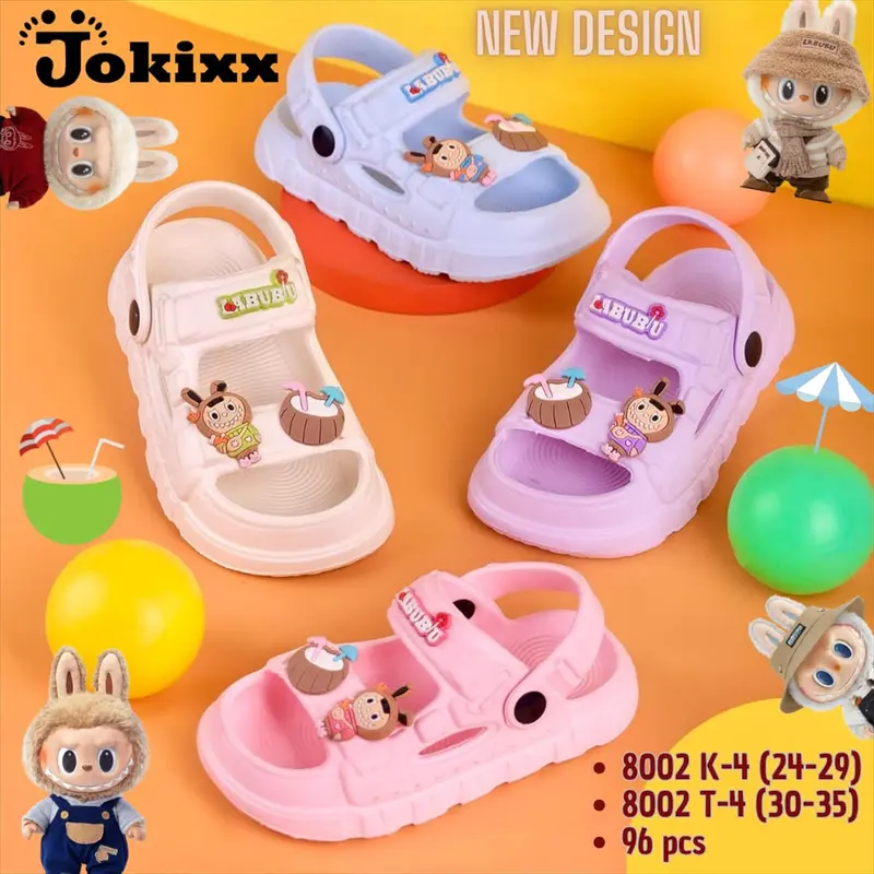 (8002K-4/T-4) Sandal Let Jokixx Eva Anak Perempuan Karakter  Pop Mart Labubu Coconut Ban 2 Super Kiyowo Empuk Nyaman / Ukuran 24-35 0