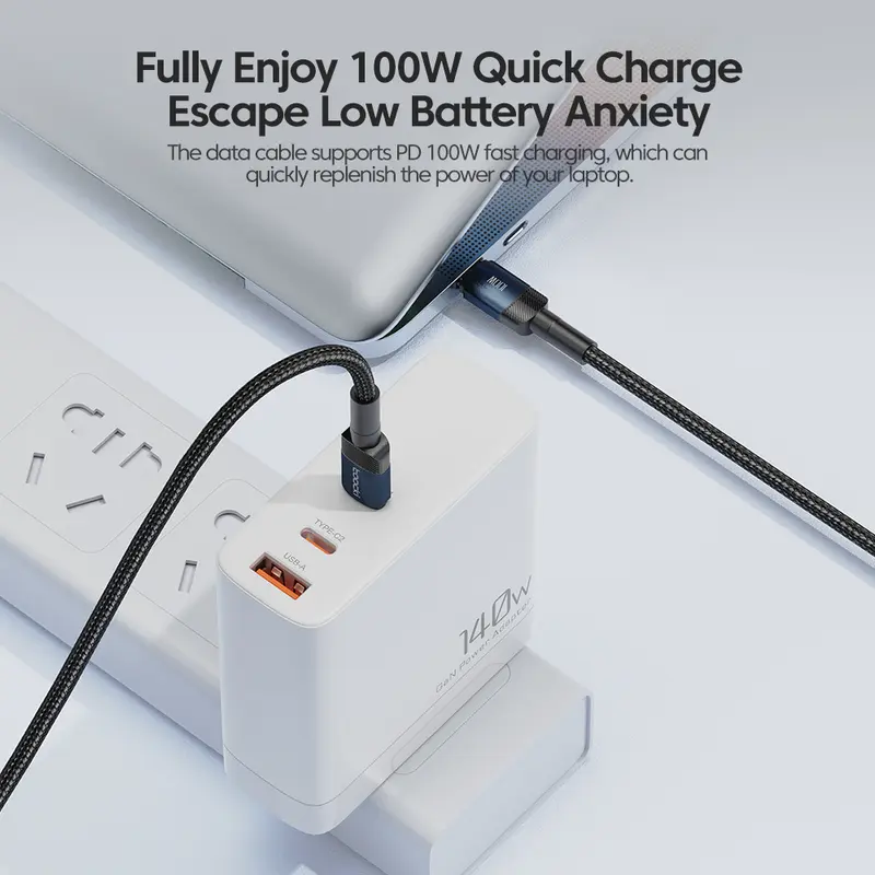 Dây sạc loại C, Toocki, Cáp PD 100W USB C sang Type C, Cáp sạc nhanh 5A, Tương thích với Samsung S21, S20, S10, Huawei, Xiaomi, Redmi Note 8 Pro, MacBook, iPad Pro và máy tính xách tay. 2